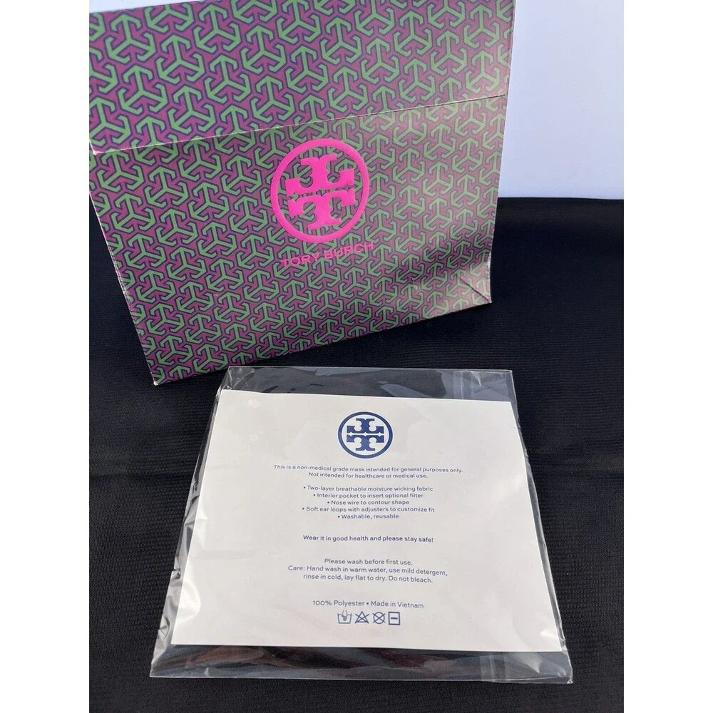 Tory Burch Face Mask New/Sealed Brown Geometric Print